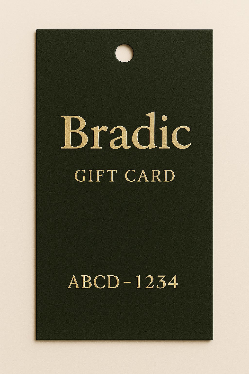 Bradic digital gift card in minimalist design