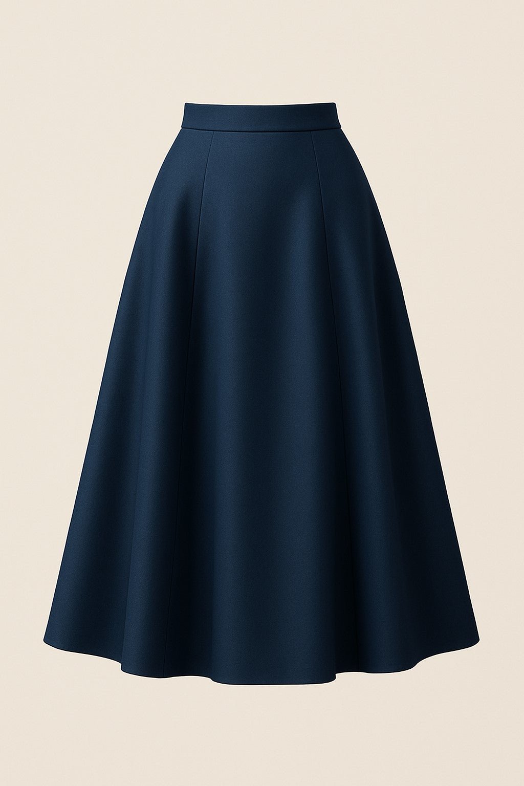Midnight blue wool skirt with A-line silhouette