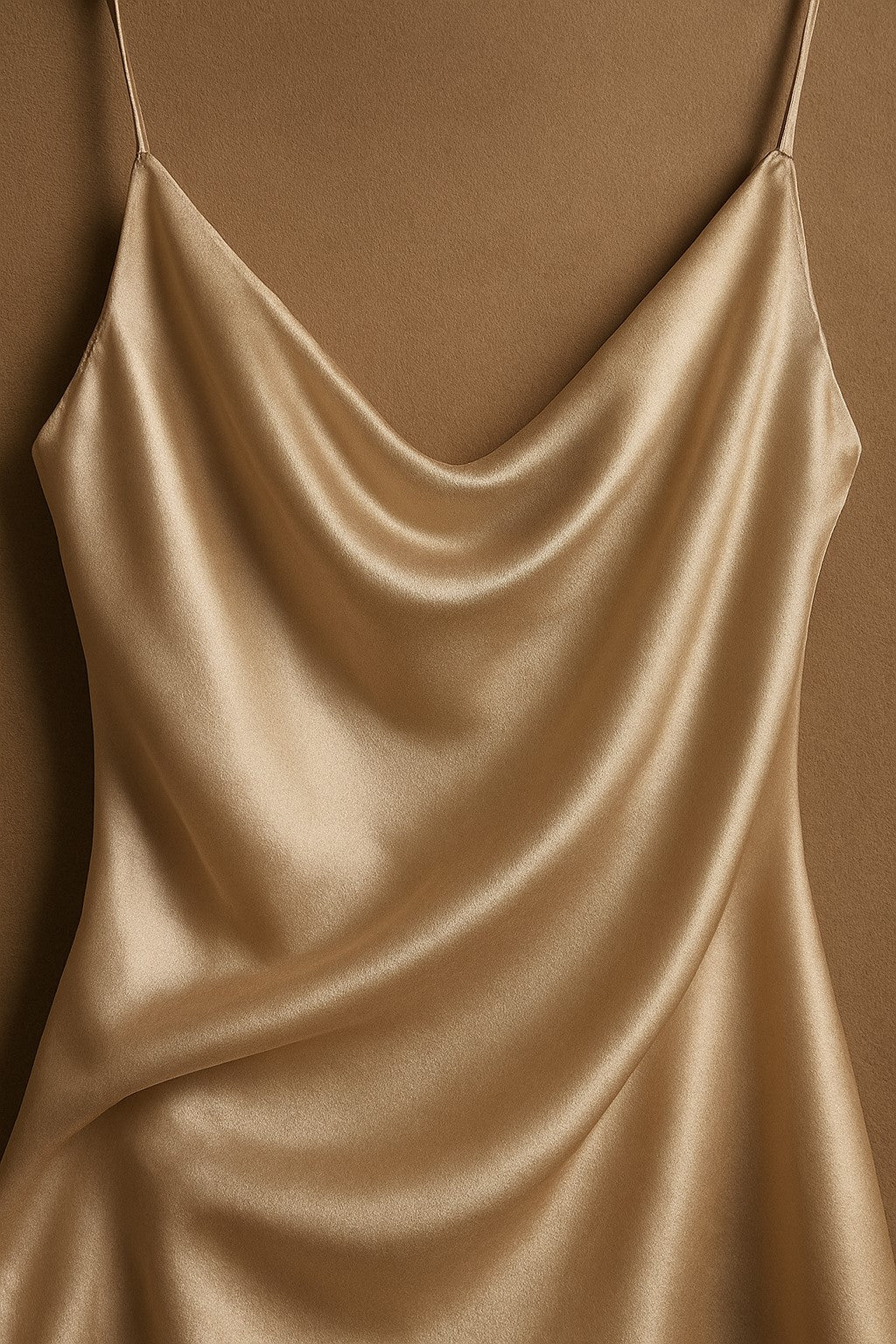 Silk satin slip dress on a brown background