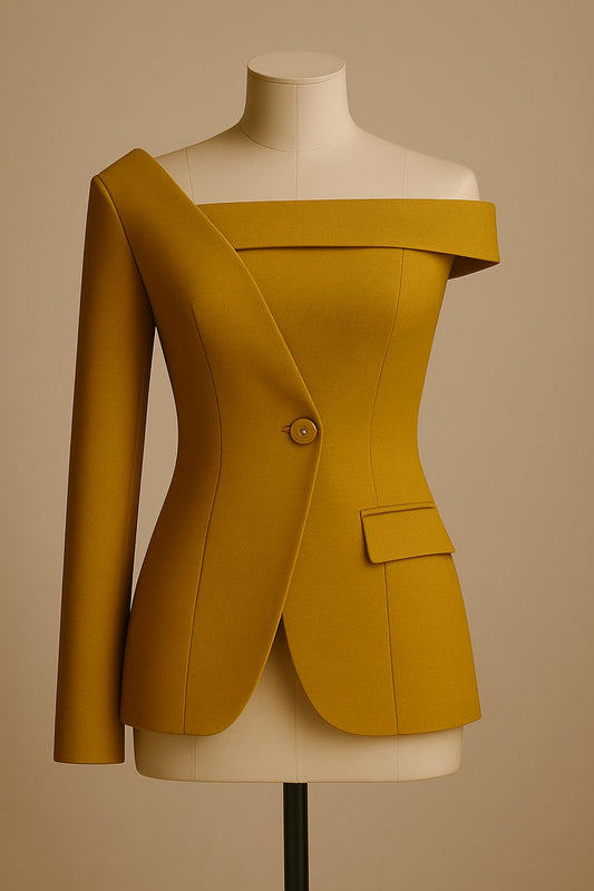 Minimalist cashmere top with single sleeve and tailored fit