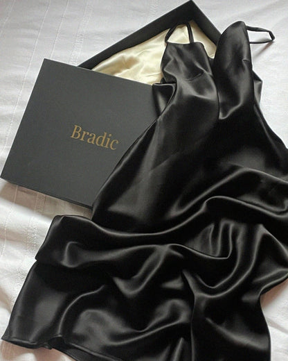 black bias cut slip dress Layla Bias Cut Singlet Dress | FFORME