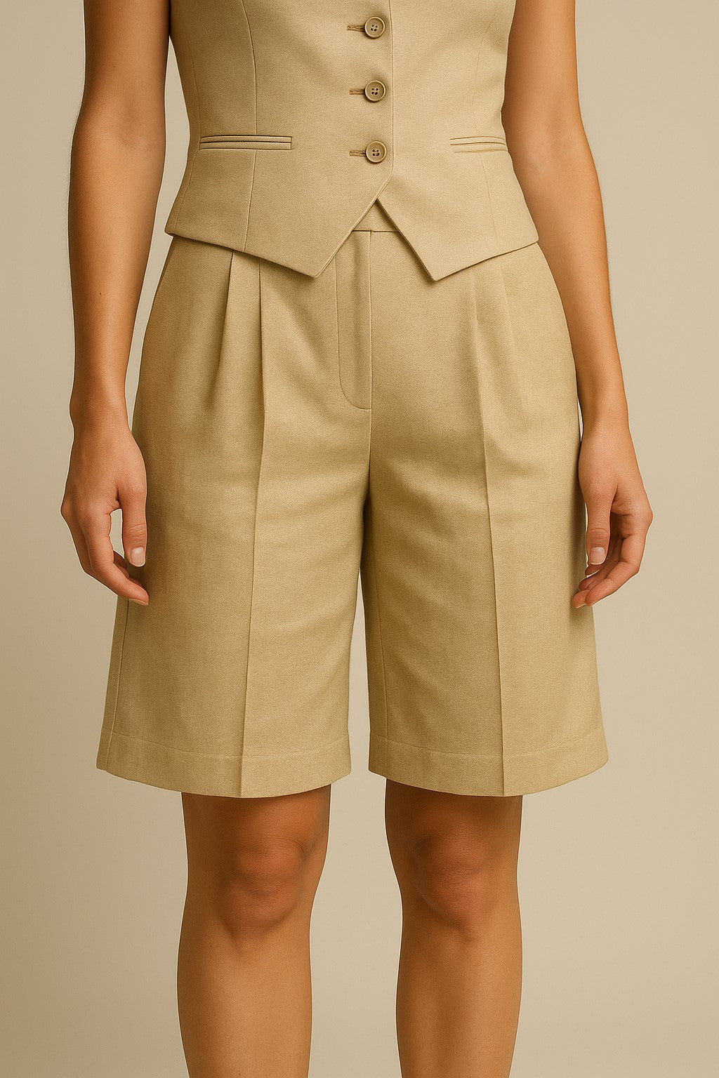 Linen-Wool Tailored Shorts
