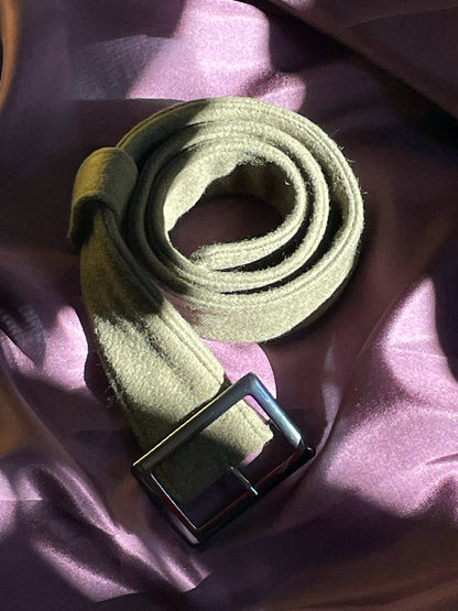 Olive wool belt for the vest.