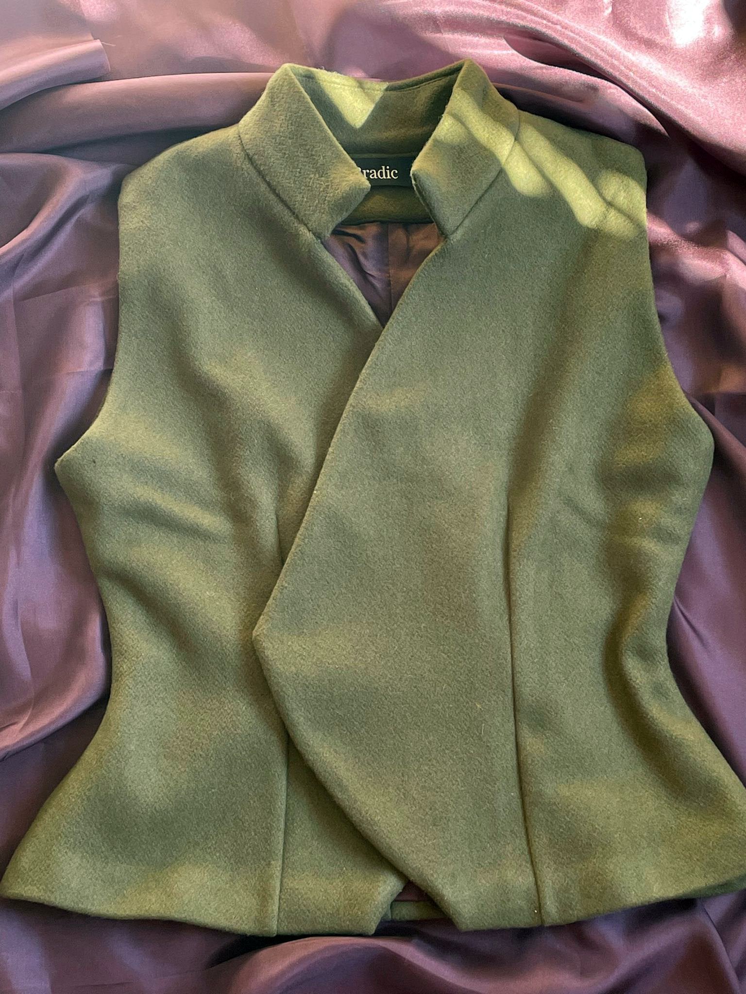 Olive Wool Vest – Limited Edition Handmade | Made to Measure by Bradic