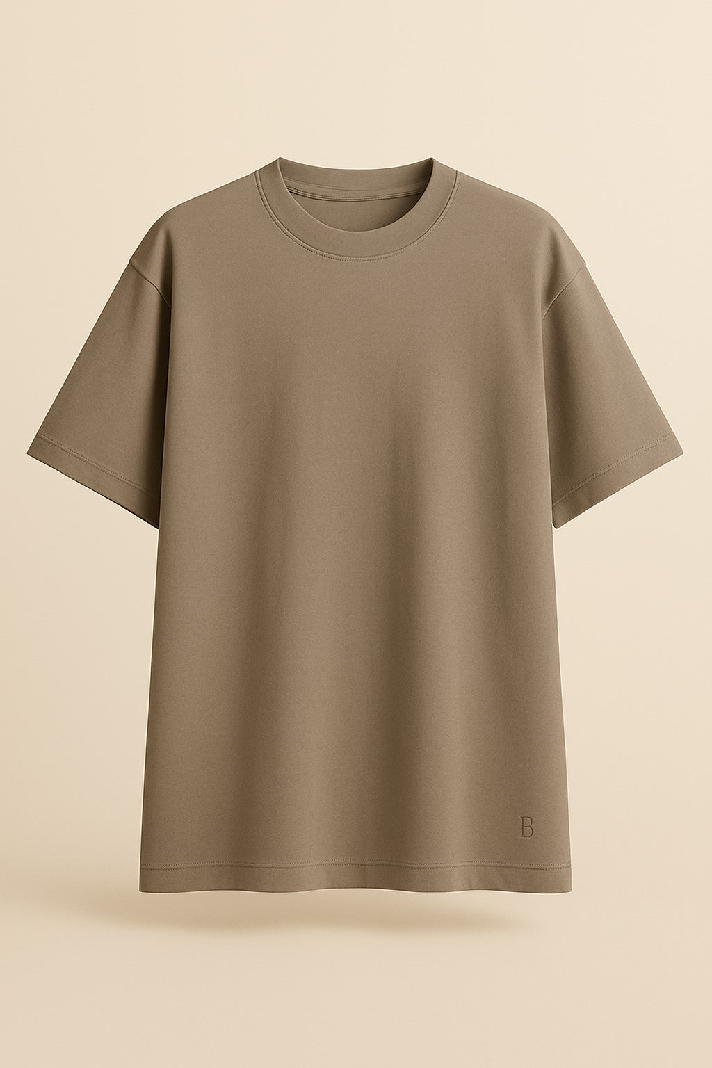 Muted taupe oversized cotton t-shirt with dropped shoulders