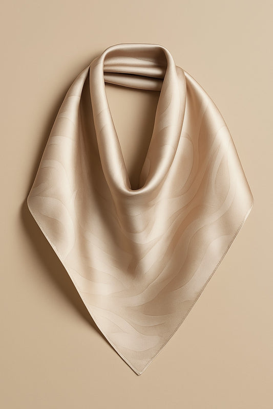 Beige silk scarf with hand-rolled edges