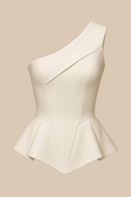 White silk top with minimalist design